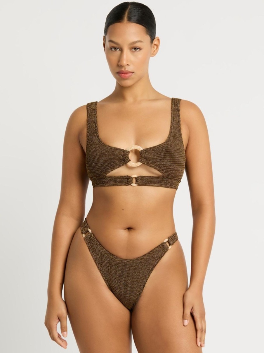 Women Bond-Eye Bikini Bottoms | Ring Scene Brief|Cocoa Lurex