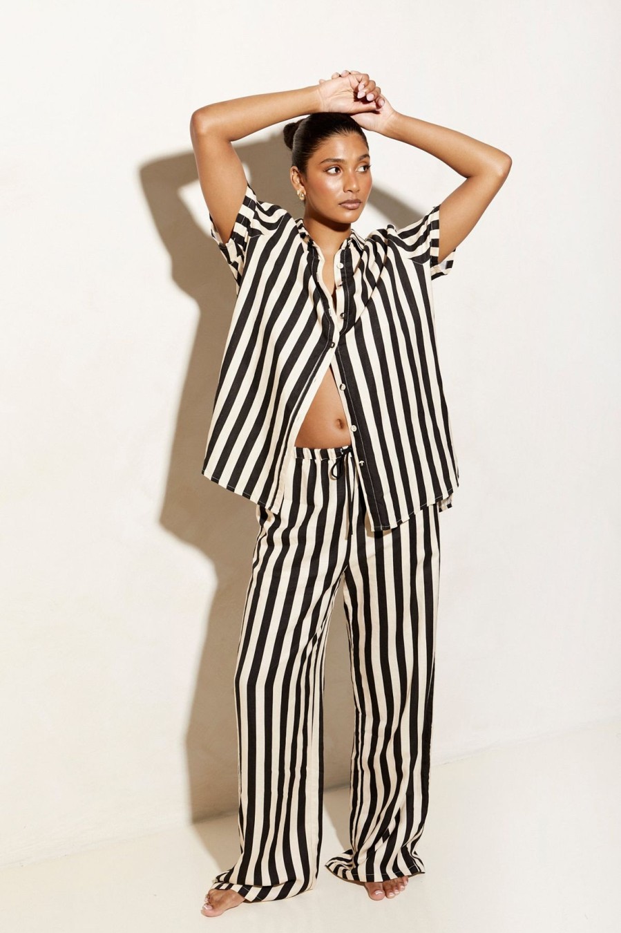 Women BISK The Label Tops | Essie Stripe Linen Blend Shirt