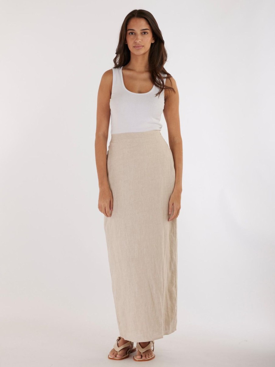 Women Amelius Bottoms | Mabel Linen Skirt|Natural