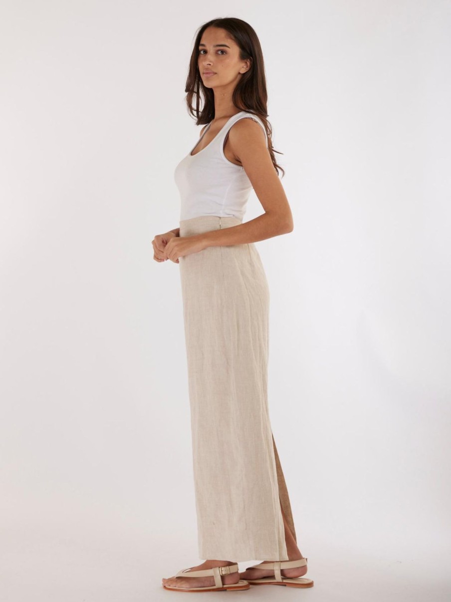 Women Amelius Bottoms | Mabel Linen Skirt|Natural