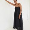 Women BISK The Label Dresses | Rory Black Linen Maxi Dress