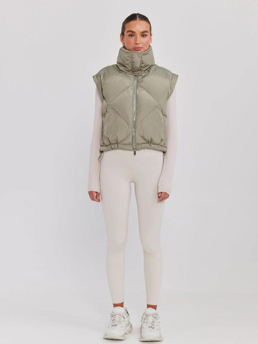 Women Toast Society Jackets | Neptune Puffer Jacket/Vest-Olive