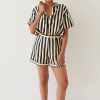 Women BISK The Label Bottoms | Piper Stripe Linen Blend Shorts