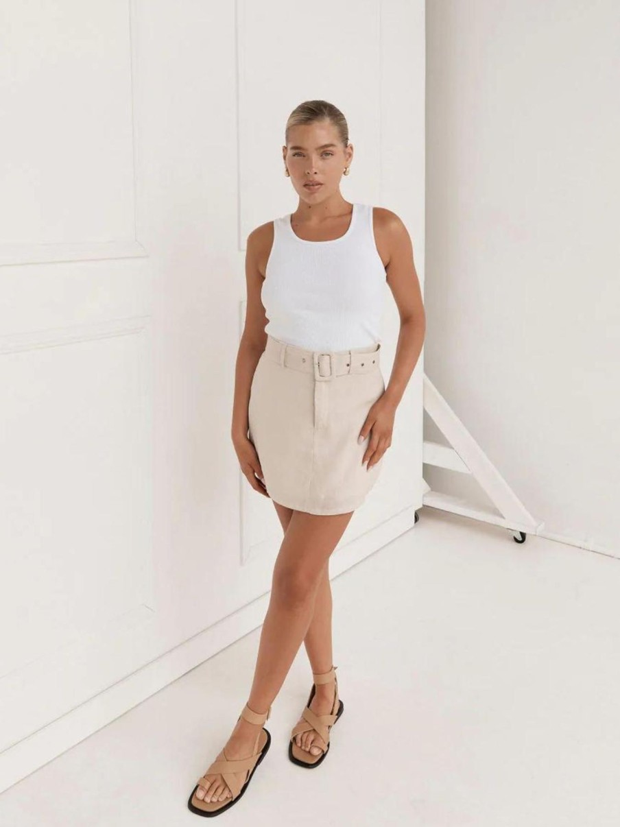 Women BISK The Label Bottoms | Fallon Linen Skirt