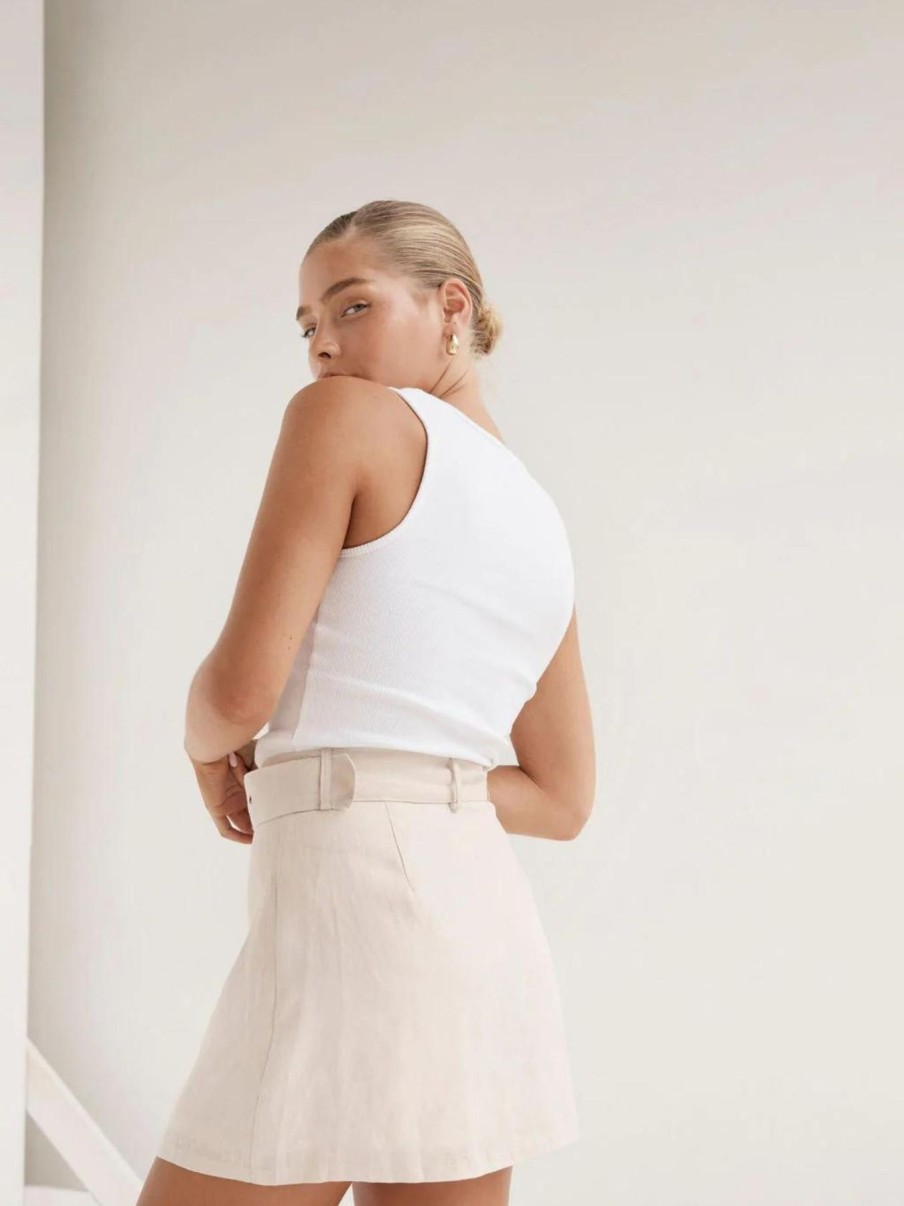 Women BISK The Label Bottoms | Fallon Linen Skirt