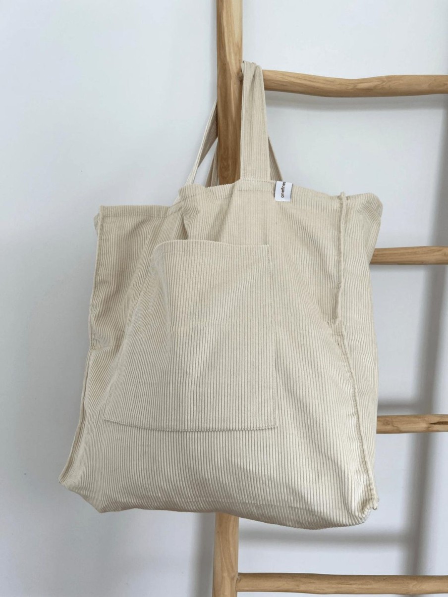 Women One Fine Sunday Bags | Corduroy Weekender Linen Tote