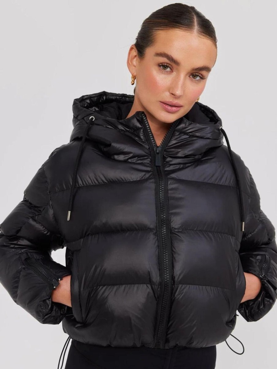 Women Toast Society Jackets | Orbit Puffer-Glazed Black