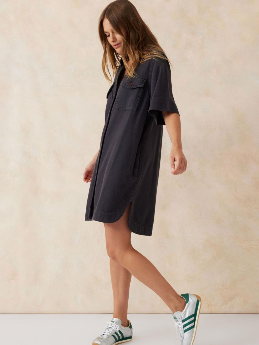 Women Ceres Life Dresses | Boxy Shirt Dress|Washed Black