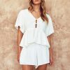 Women Apero Tops | Petra Babydoll Tie Front Top|White