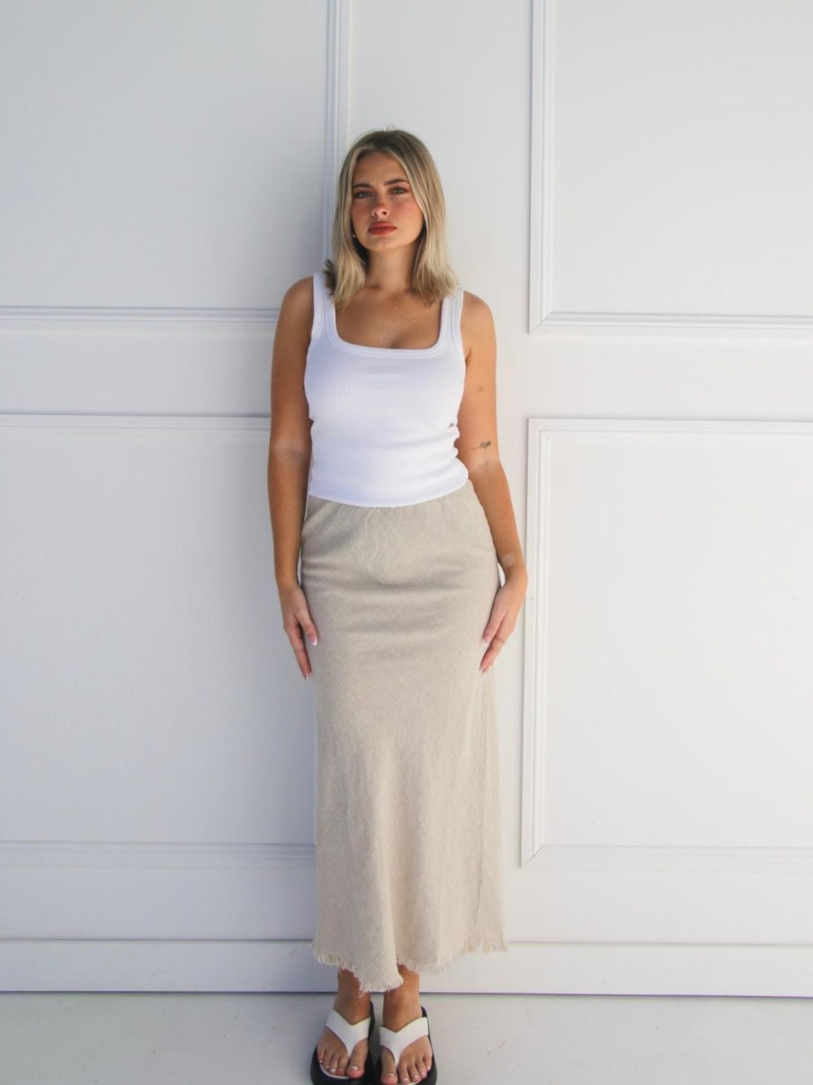 Women Little Lies Bottoms | Linen Slip Skirt