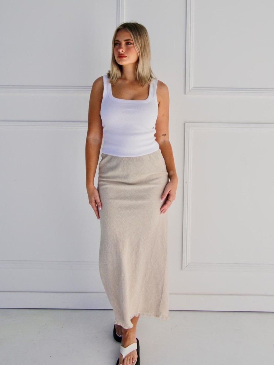 Women Little Lies Bottoms | Linen Slip Skirt