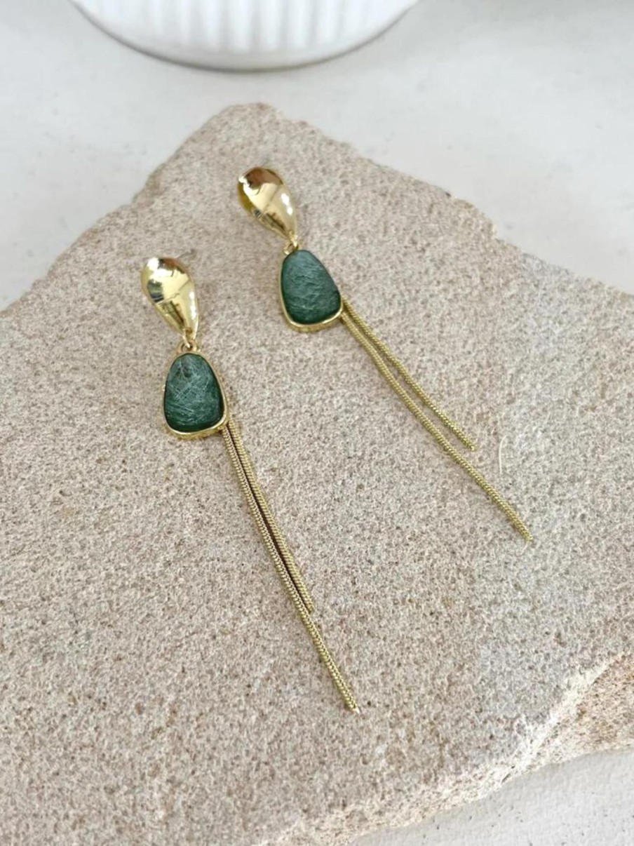 Women We The Cartel Jewellery | Jade Stone Earrings