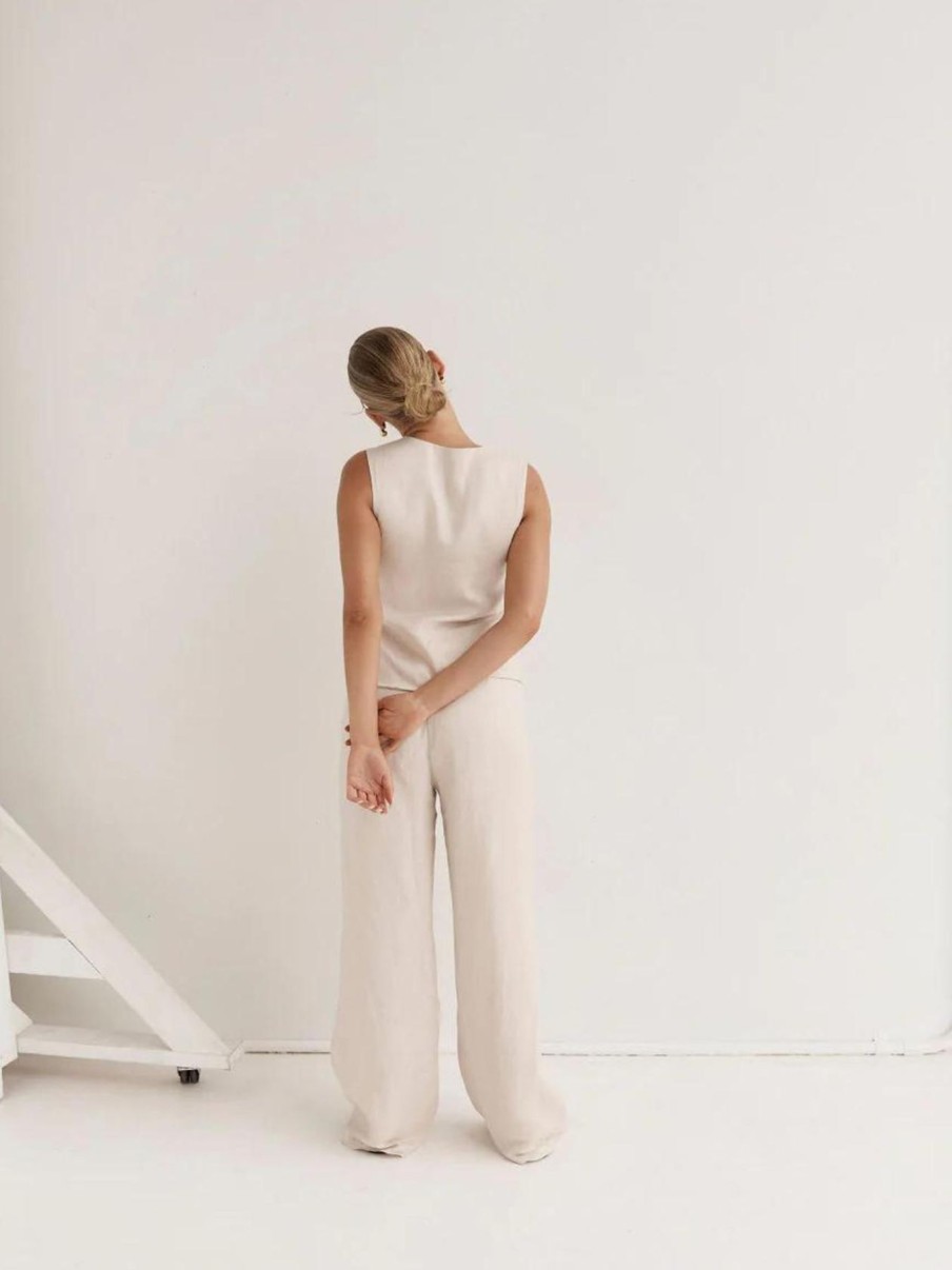 Women BISK The Label Bottoms | Matilda Linen Pants|Oatmeal