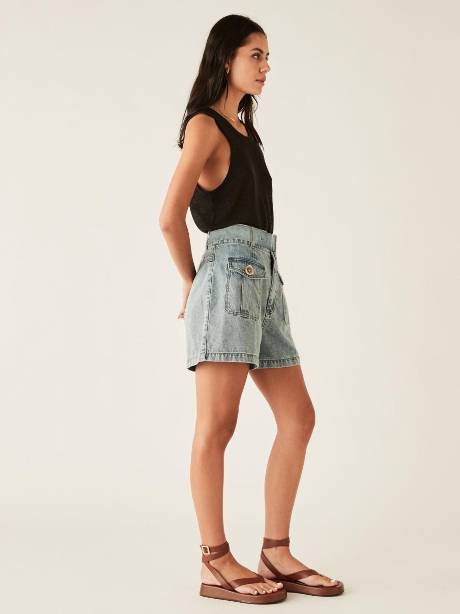 Women Esmaeé Bottoms | Edem Denim Shorts|Denim Blue