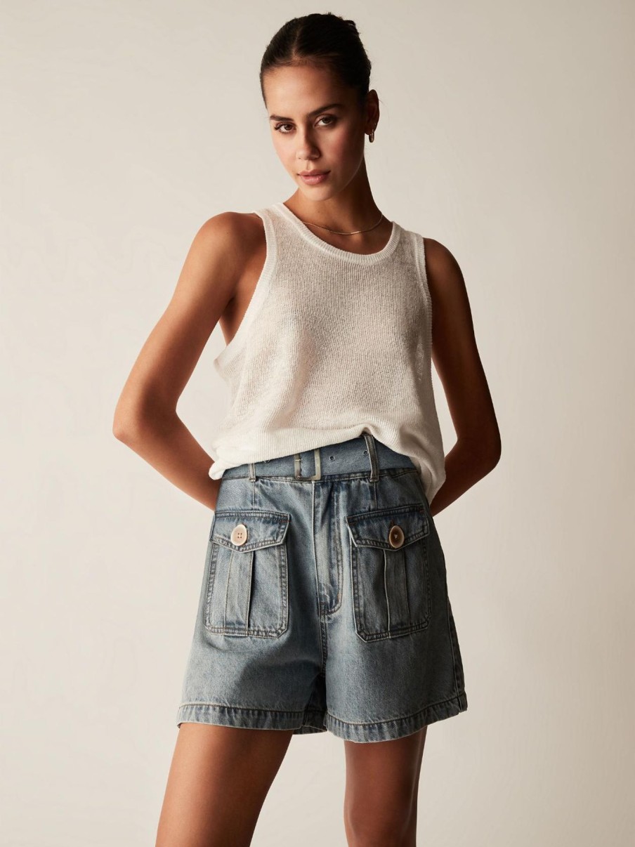 Women Esmaeé Bottoms | Edem Denim Shorts|Denim Blue