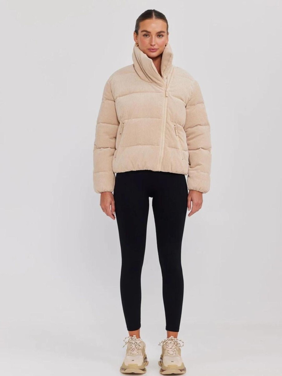 Women Toast Society Jackets | Jupiter Puffer-Latte Corduroy