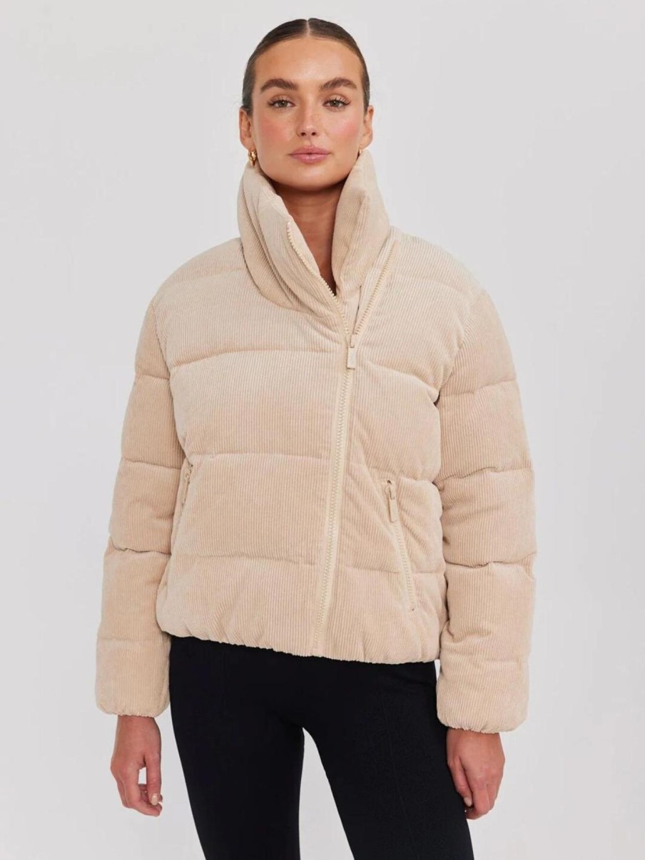 Women Toast Society Jackets | Jupiter Puffer-Latte Corduroy