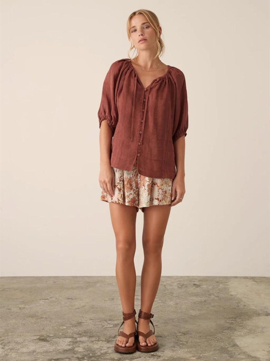 Women Esmaeé Tops | Amalfi Blouse|Rust