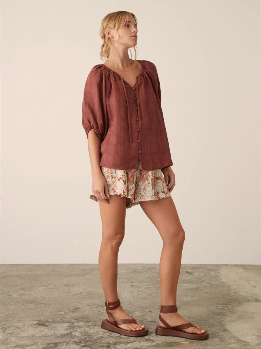 Women Esmaeé Tops | Amalfi Blouse|Rust